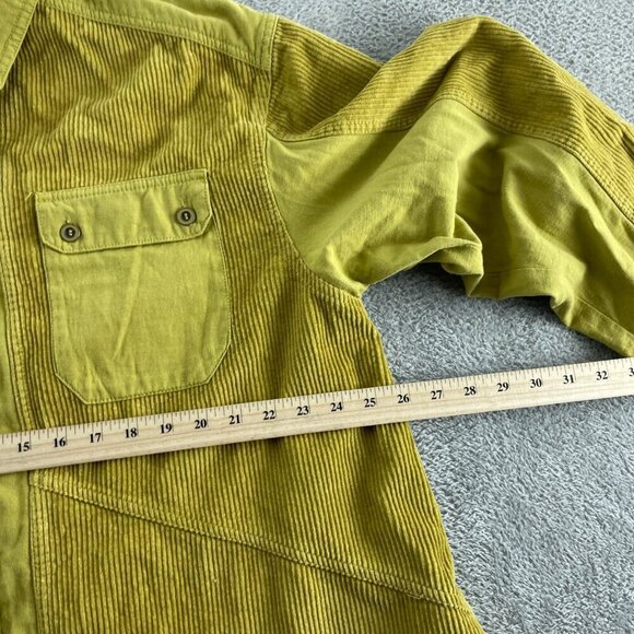 Thread & Supply Gold Corduroy Button-Up Shirt W/ Frayed Hem Medium 2034 - Picture 6 of 9